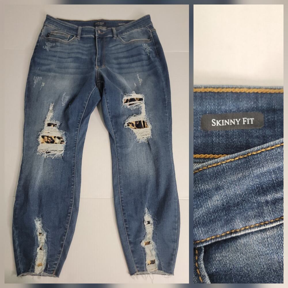 Judy Blue Jeans Sz Plus 18W Skinny High Rise Stretch Animal Print Patchwork